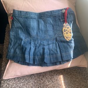 Y2K cheerleader pleated jean skirt